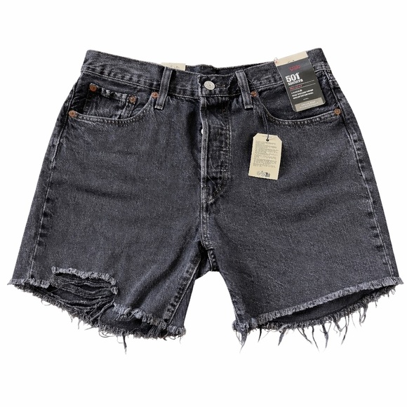 Levi's Pants - Levi’s Premium 501 High Rise Women’s Distressed Raw Hem Shorts Black 29